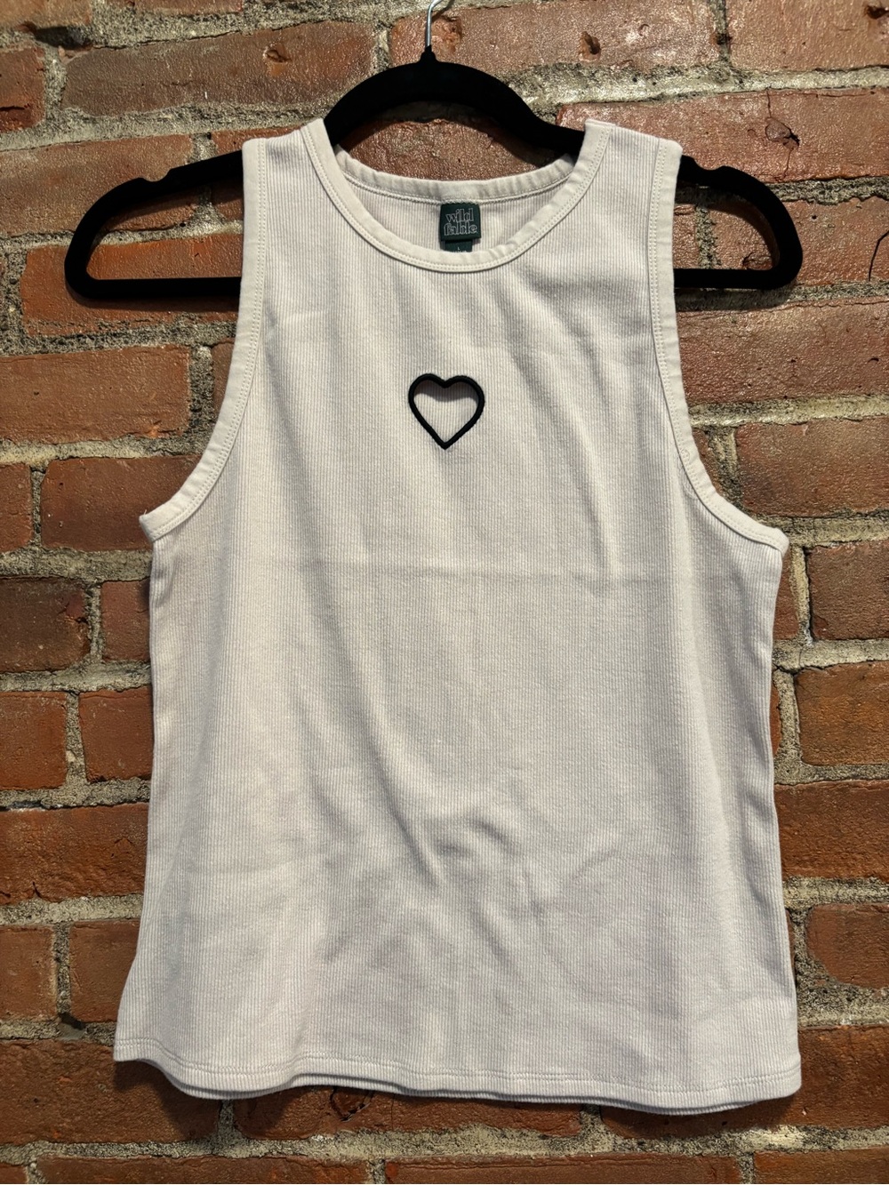 WILD FABLE Tan Ribbed Tank with Cutout Heart Detail